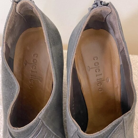 COCLICO Brown Suede Wedge Ankle Booties With Fringe Detail 37 - Picture 11 of 12